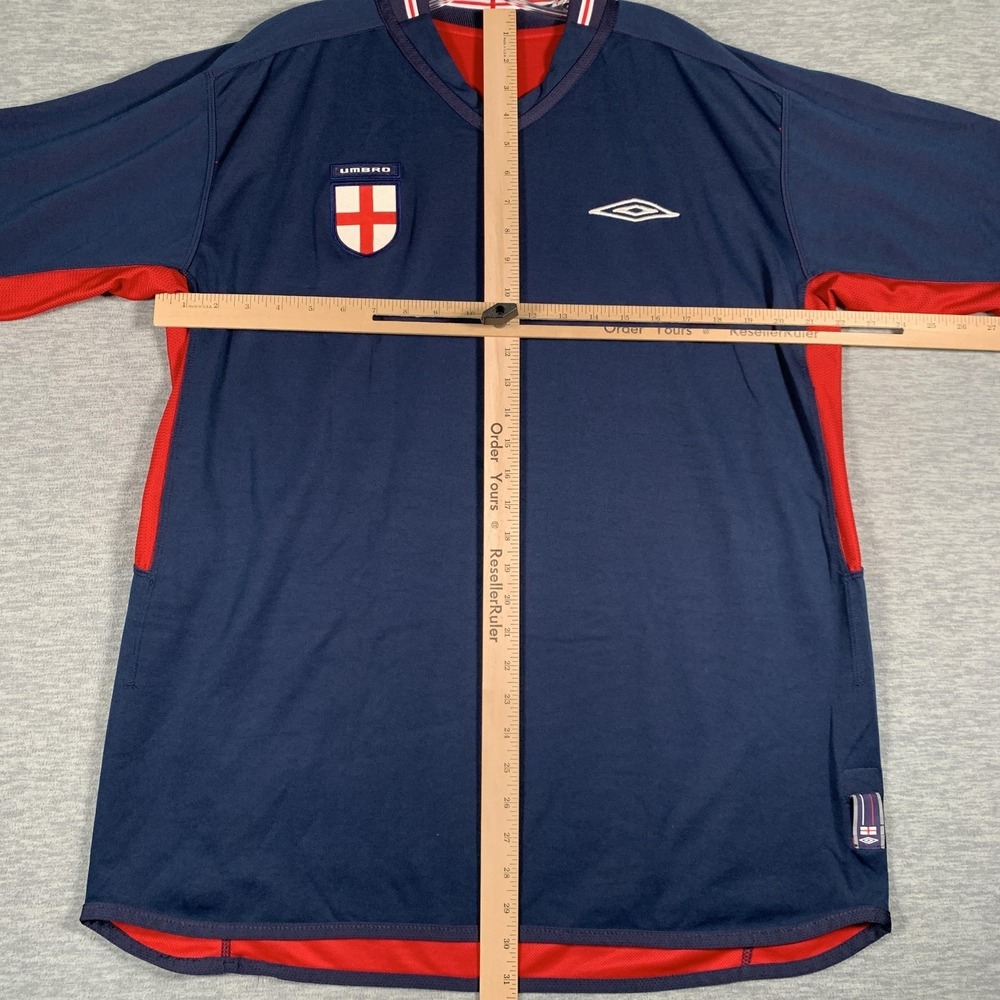 Vintage England National Team Soccer Jersey Mens Large Navy Red Umbro Reversible - Picture 7 of 15